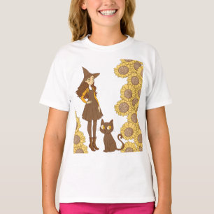 Camiseta “Camiseta infantil de Halloween de bruja y girasol