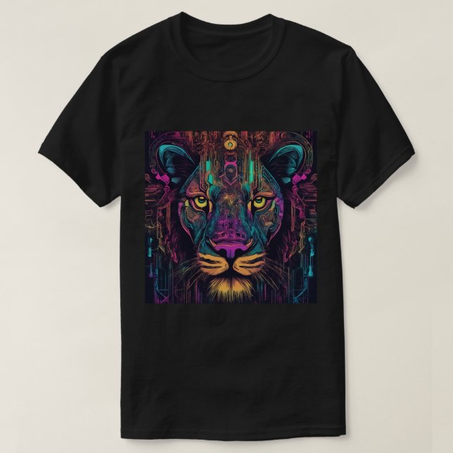 Camiseta Camiseta, negra, cara de león (Diseño del anverso)
