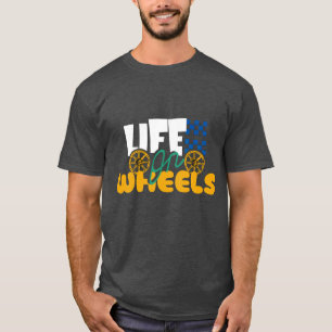 Camiseta "Camiseta negra con texto de 'Vida sobre ruedas'.