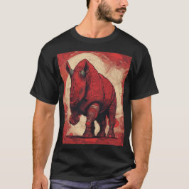Camiseta Camiseta, negra, rinoceronte rojo