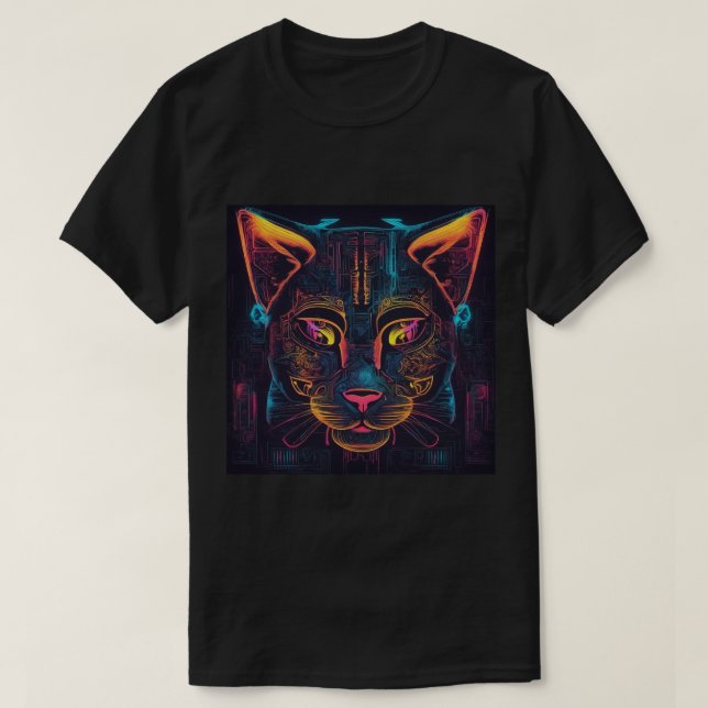 Camiseta Camiseta, negro, cara de gato (Diseño del anverso)