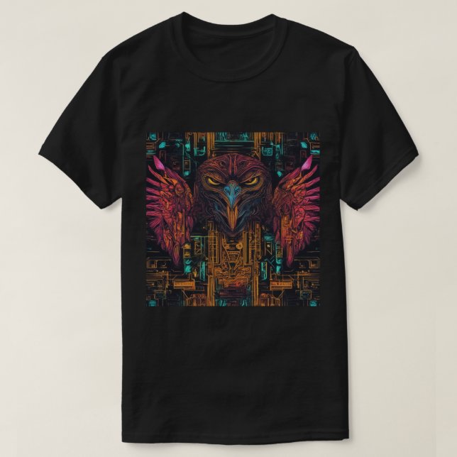 Camiseta Camiseta, negro, cara de halcón (Diseño del anverso)