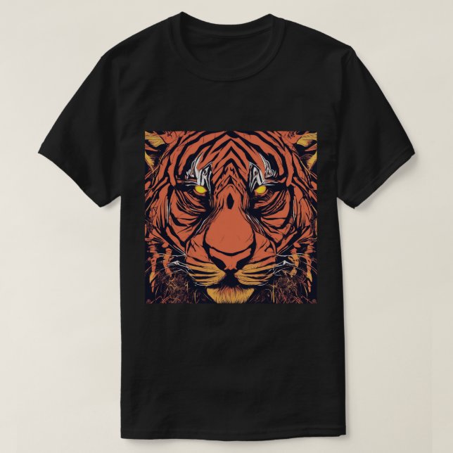 Camiseta Camiseta, negro, cara de tigre (Diseño del anverso)