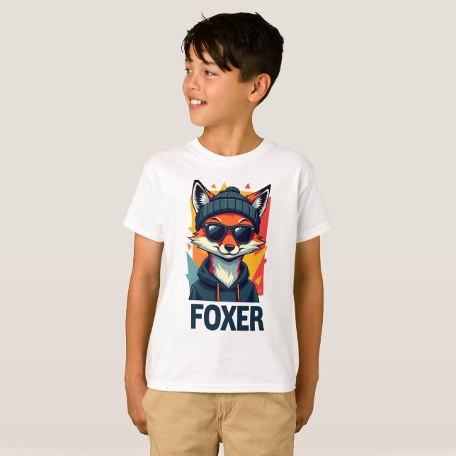 Camiseta "Camiseta para niños - Diseño divertido de Fox par (Anverso completo)