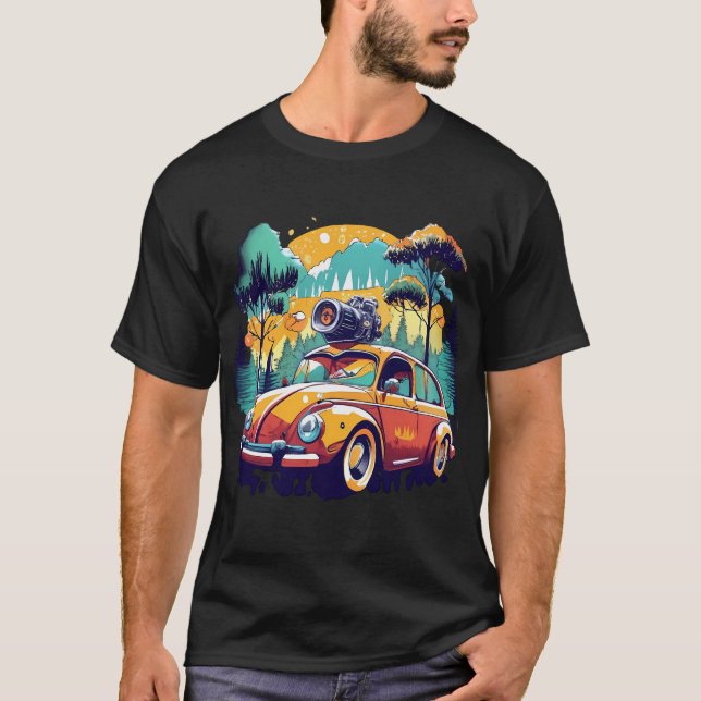Camiseta "Camiseta Retro Muscle Car - Diseño de Carreras Vi (Anverso)