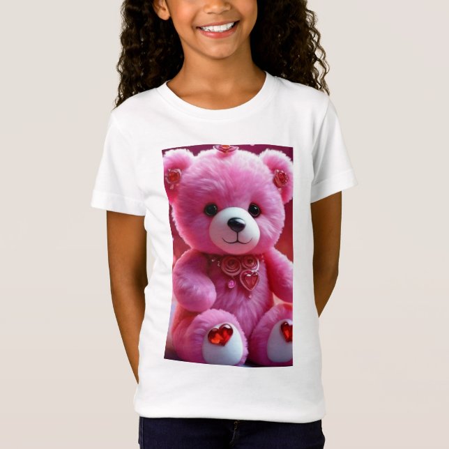 Camiseta "Camiseta rosa con osito de peluche para todas las (Anverso)
