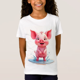 Camiseta "Camiseta sonriente de Chicas de Lechón - Corta
