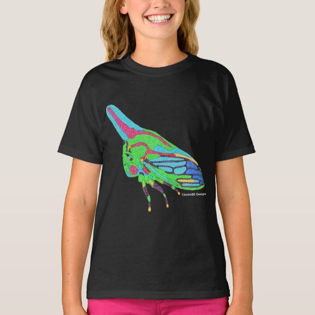 Camiseta Camiseta-T del chica (negro) - Roble Treehopper (Anverso)