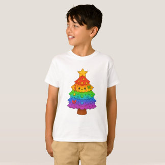 Camiseta Camiseta(T-shirt)Infantil Árvore De Natal Colorida