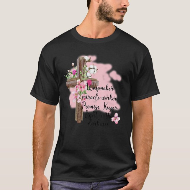 Camiseta CamisetaFloral Jesús cruza Waymaker Miracle Trabaj (Anverso)