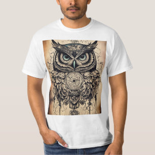 Camiseta "Camisetas impresas de tatuaje de búho: Una fusión