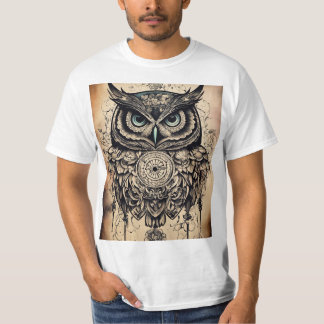 Camiseta "Camisetas impresas de tatuaje de búho: Una fusión