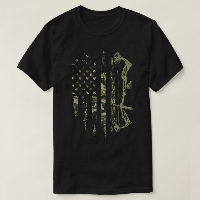 Camiseta Camo American Flag Bowhunting Bow Archery Deer Hun (Diseño del anverso)