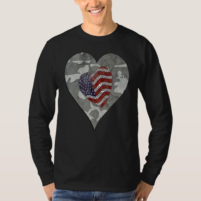 Camiseta Camo American Usa Camouflage  Distressed Camo Flag (Anverso)