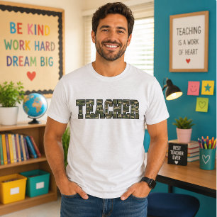 Camiseta Camo Audaz Letras Universitarias Verdes Militares 