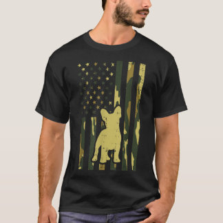 Camiseta Camo Bandera de Estados Unidos Bulldog francés Fre