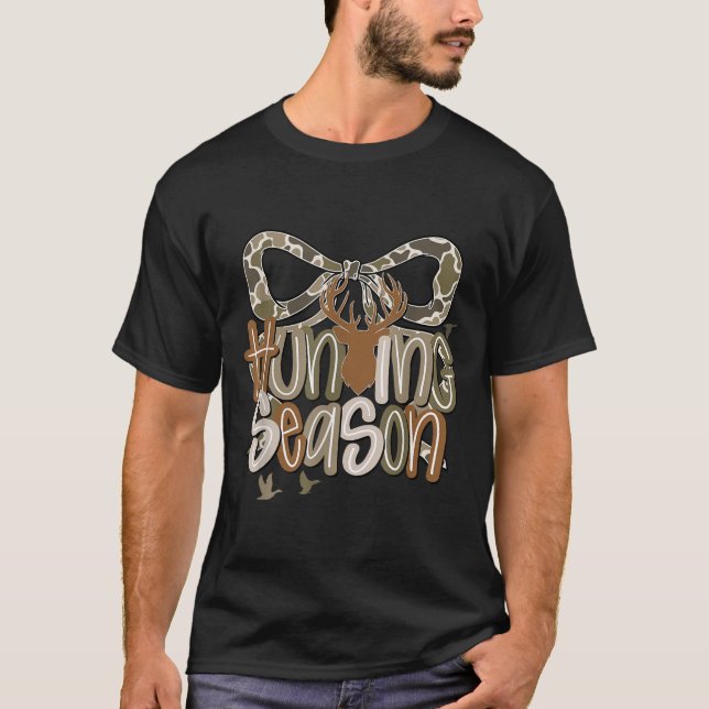 Camiseta Camo Coquette Bow Deer Hunt Duck Hunt Caza Mujeres (Anverso)