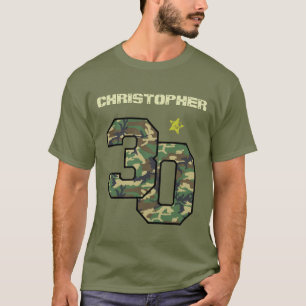 Camiseta Camo de cumpleaños número 30 Nombre personalizad
