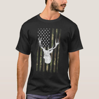 Camiseta Camo Deer American Flag Graphic Hunting Gifts Men 