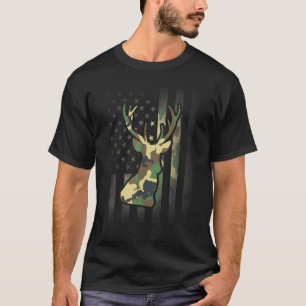 Camiseta Camo Deer Bandera Estadounidense Camo táctico mili