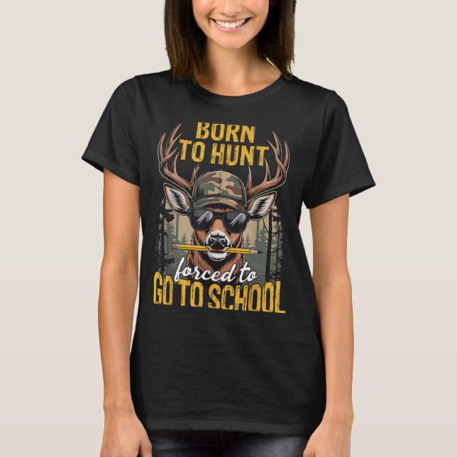 Camiseta Camo Deer Hunting Boys Kids Funny Born Hunt Forced (Anverso)