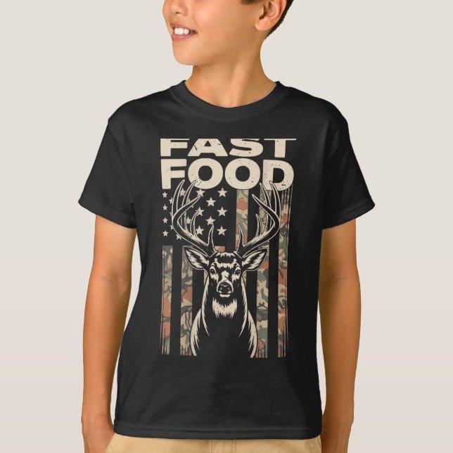 Camiseta Camo Deer Hunting Fast Food Gag Hunter Gift Funny  (Anverso)