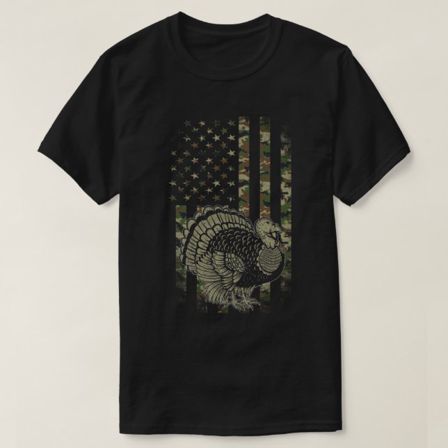Camiseta Camo Estados Unidos Bandera Turquía Día de la Caza (Diseño del anverso)