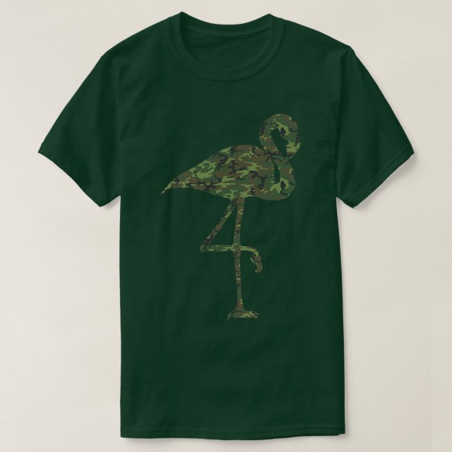 Camiseta Camo Flamingo Militar Imprime Ave (Diseño del anverso)