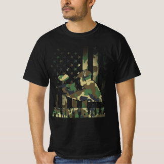 Camiseta Camo Paintball Jugador Bandera Americana Ejército 