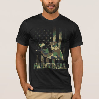Camiseta Camo Paintball Jugador Bandera Americana Ejército 