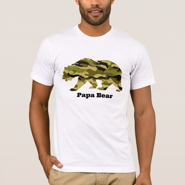 Camiseta Camo Papa Oso - Tee de papá militar para padre (Anverso)
