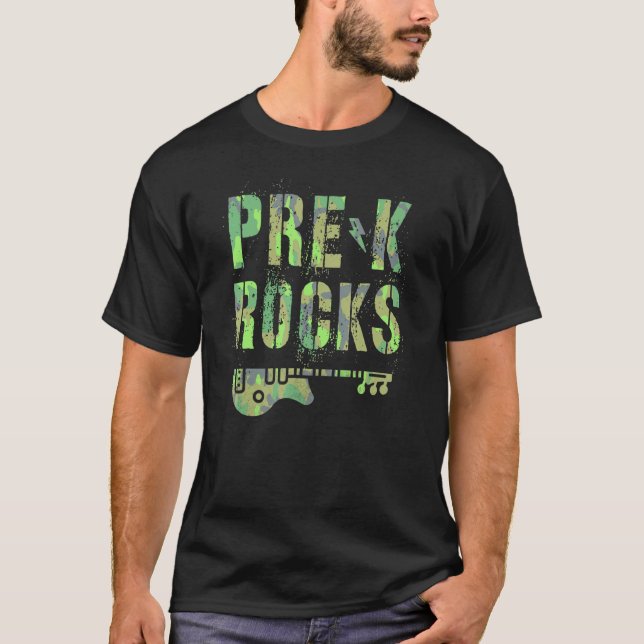Camiseta Camo Pre K Rocks Camp profesor Escuadrón de Preesc (Anverso)