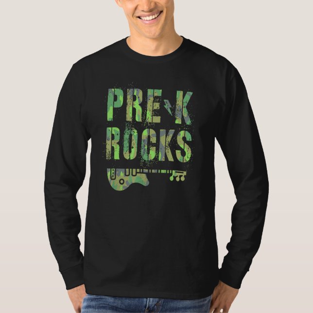 Camiseta Camo Pre K Rocks Camp Teacher Squad Pre School Kid (Anverso)