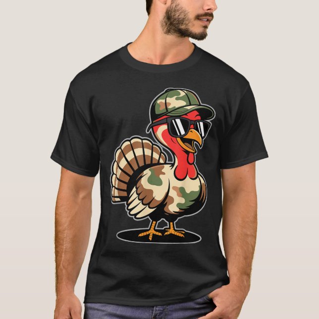 Camiseta Camo Turkey Day Hunting Fall Thanksgiving  (Anverso)
