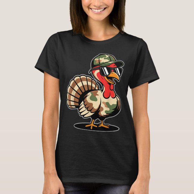Camiseta Camo Turkey Day Hunting Fall Thanksgiving  (Anverso)
