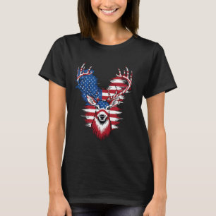 Camiseta Camo US Flag Deer Hunter Hunter a Hunter Dad