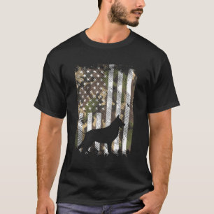 Camiseta Camo Us Flag German Shepherd Vintage K9 Dog Patrio