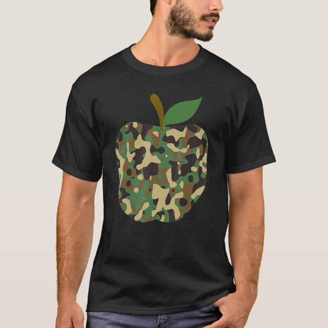 Camiseta Camouflaged Apple First Day Of School Teaching Tea (Anverso)