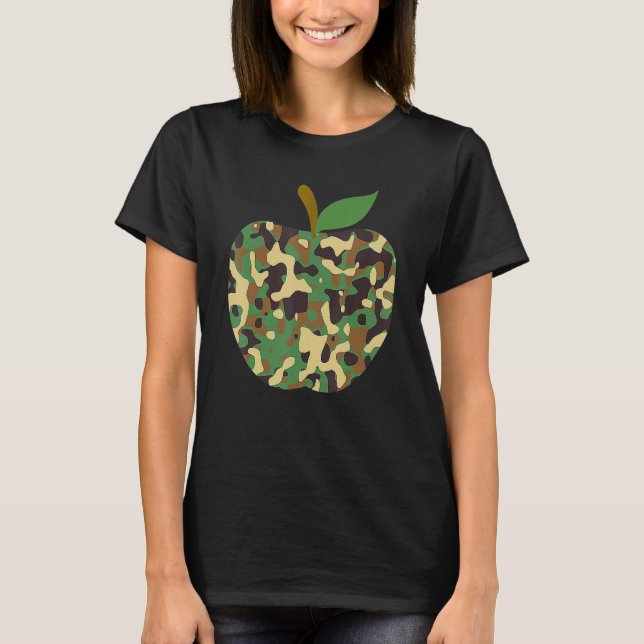 Camiseta Camouflaged Apple First Day Of School Teaching Tea (Anverso)