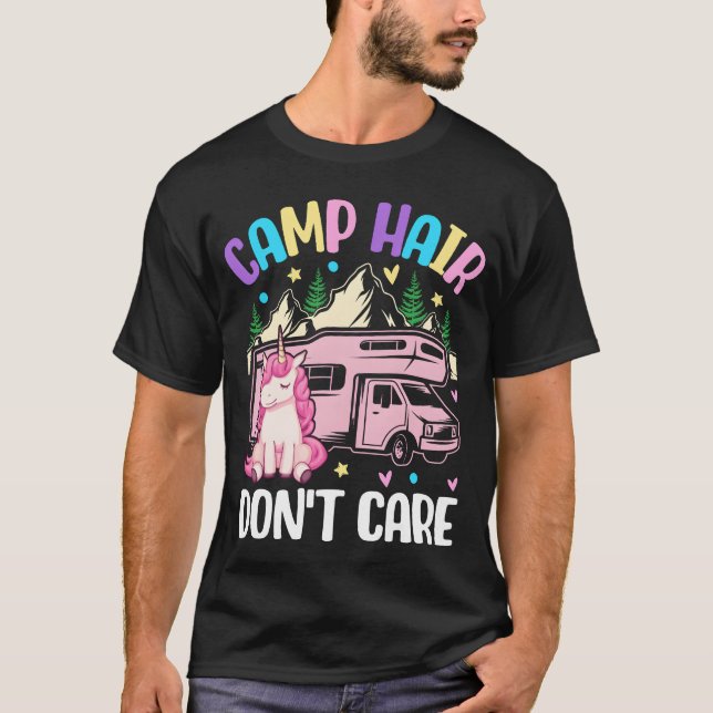 Camiseta Camp Hair Dont Care Camping Girl Female Camper gir (Anverso)