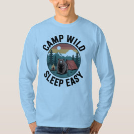 Camiseta Camp Wild Duerme Fácil-Oso Camping Vintage Atardec