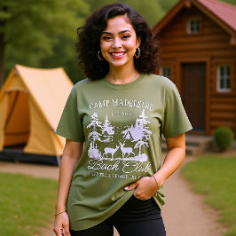 Camiseta Campamento Bachelorette Forest Moss Último Camping