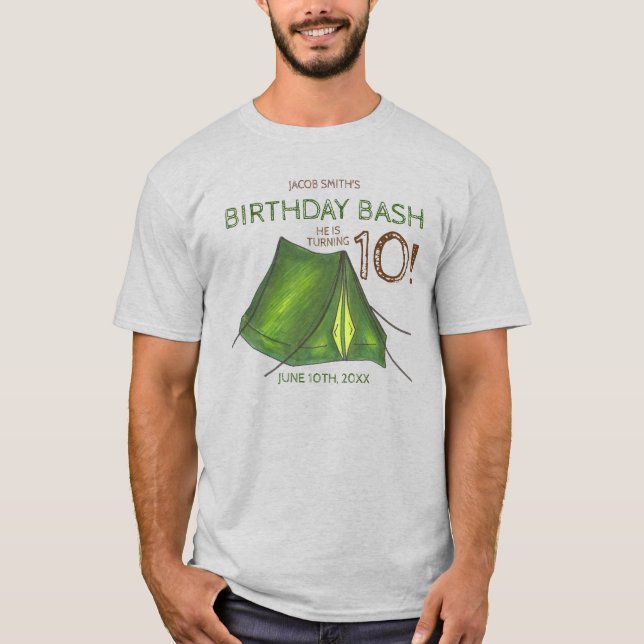 Camiseta Campamento de Bash del Partido del Cumpleaños Camp (Anverso)