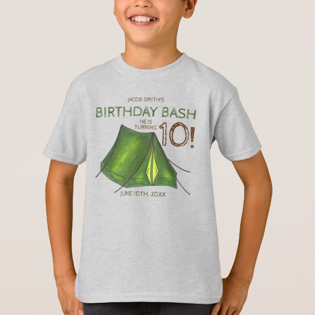 Camiseta Campamento de Bash del Partido del Cumpleaños Camp (Anverso)