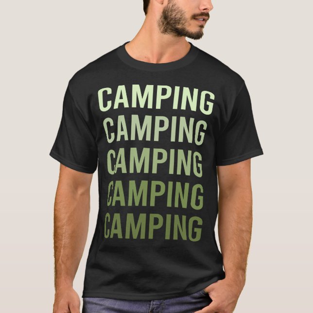 Camiseta Campamento de Camping de Texto Verde (Anverso)