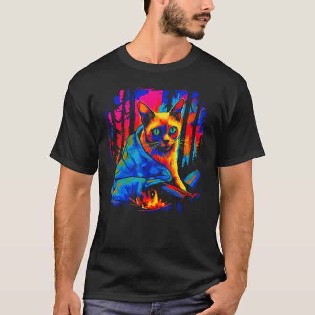 Camiseta Campamento de gato siamés (Anverso)