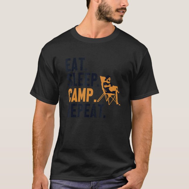 Camiseta Campamento de sueño de consumo repetidas tiendas d (Anverso)