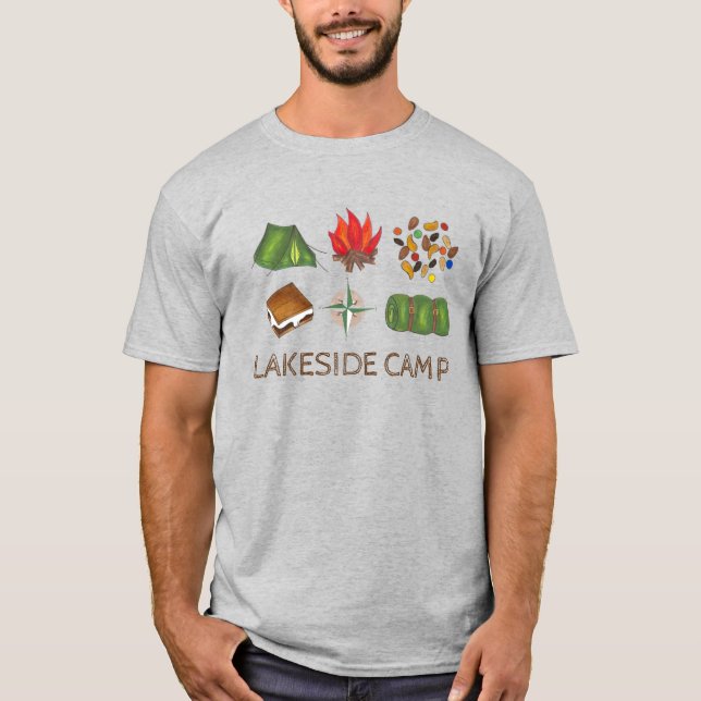 Camiseta Campamento de Verano Camping Carpas Cruce de Fuego (Anverso)
