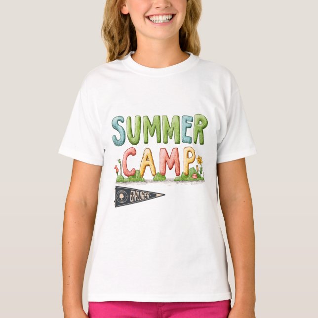 Camiseta Campamento de verano colorido (Anverso)