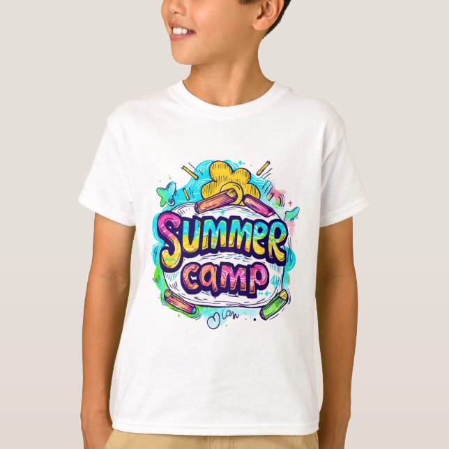 Camiseta Campamento de verano colorido (Anverso)
